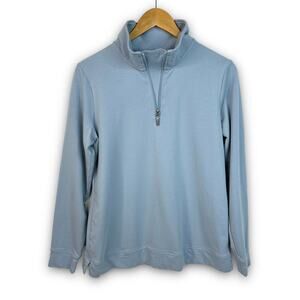 D&Co Active Pullover 1/4 Zip Top Activewear Athleisure Long Sleeve Blue Small